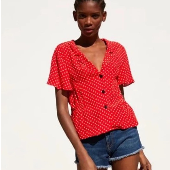 Zara | Tops | Zara Heart Button Down Shirt Sleeve Top | Poshmark